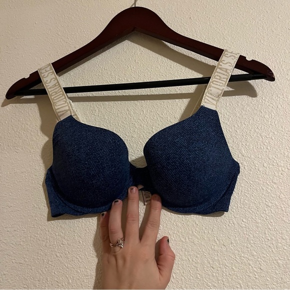 Victorias Secret The T-Shirt Push Up Bra - Full Coverage 32C Blue Heather/ Denim - Picture 2 of 12